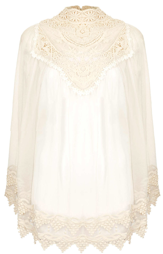 blusa blanca de encaje vintage de Top Shop