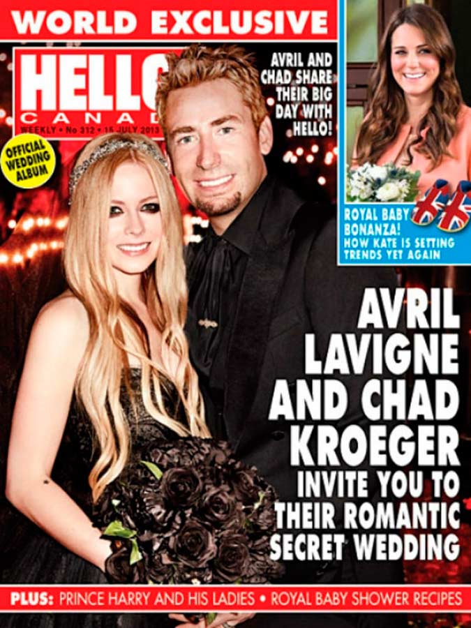 portada de la revista Hello de la boda de Avril Lavigne
