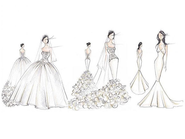 bocetos del que podría ser el vestido de novia de Kim Kardashian