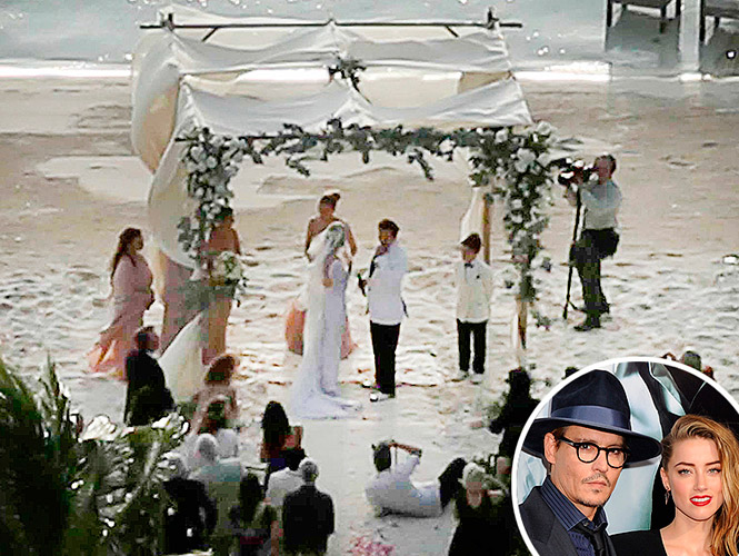 foto de la boda en la playa de Johnny Depp y Amber Heard
