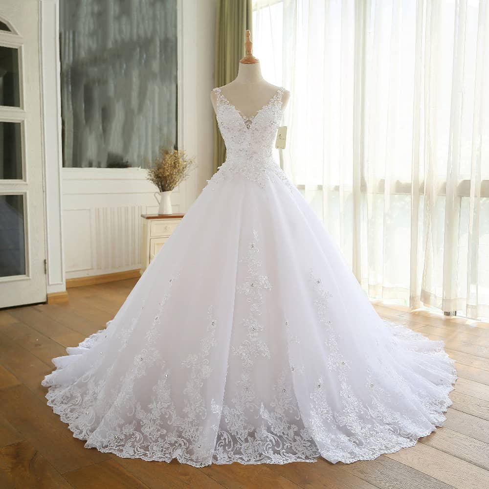 aluminio Novela de suspenso ensayo Vestido de novia estilo princesa con encaje y decoraciones - Vestidos de  novia
