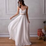 Vestido novia dos piezas inspiración boho tirante espagueti